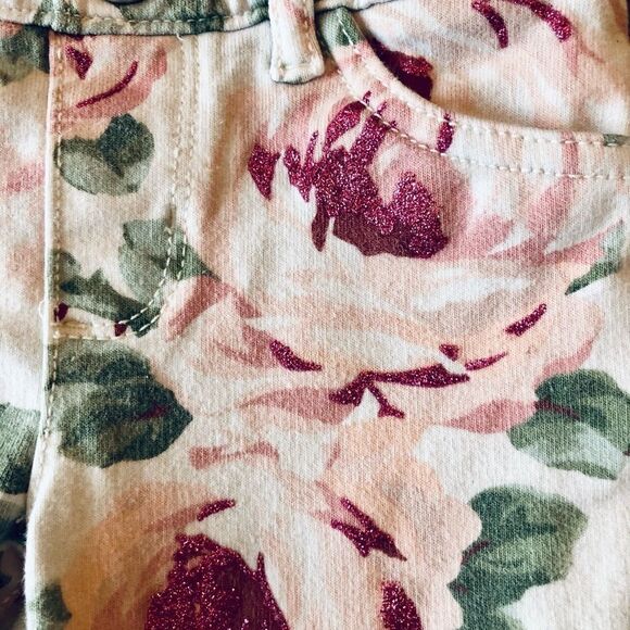 white terry jeans with pink roses size 12m - Picture 3 of 4